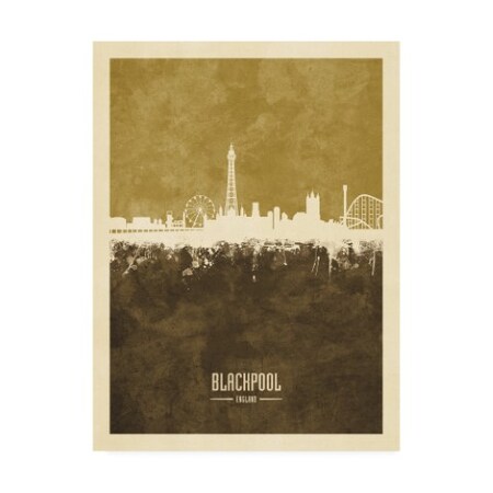 Trademark Fine Art Michael Tompsett 'Blackpool England Skyline Brown' Canvas Art, 18x24 MT02728-C1824GG